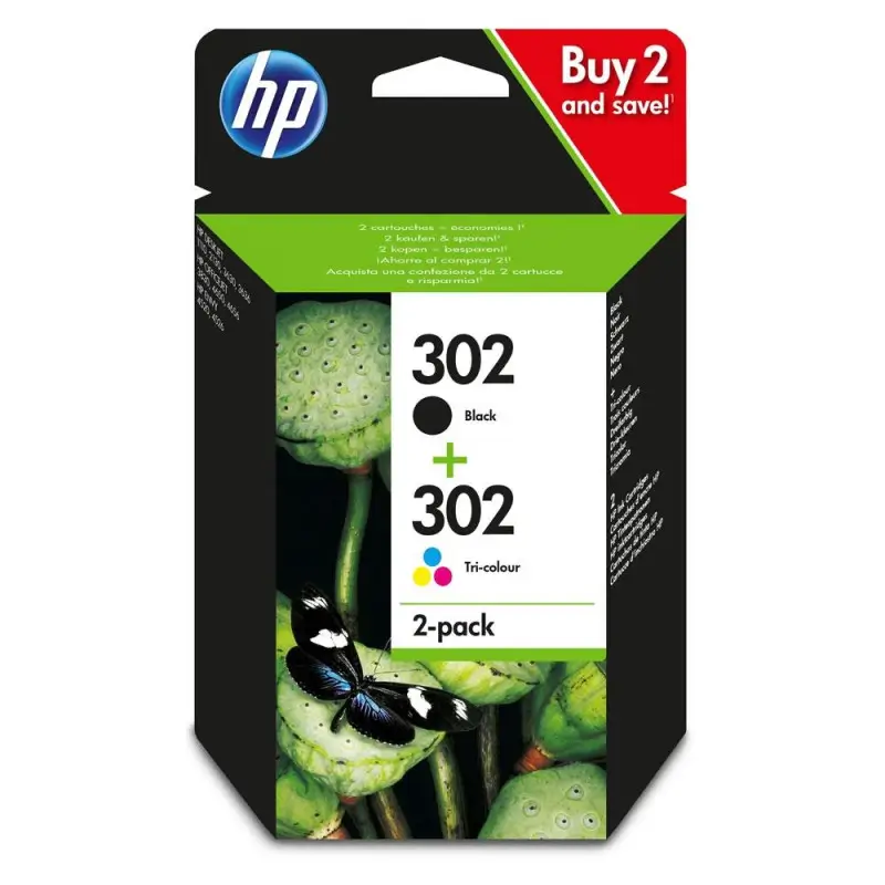 Γνήσια μελάνια Hp  NO 302 Black & Colour 2-PACK (X4D37AE)(HPX4D37AE)