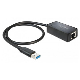 DELOCK καλώδιο USB 3.0 σε RJ45 62121, 1000Mbps, 50cm, μαύρο